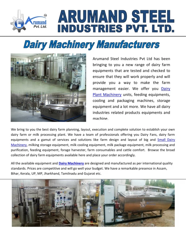 Dairy Machinery Plant