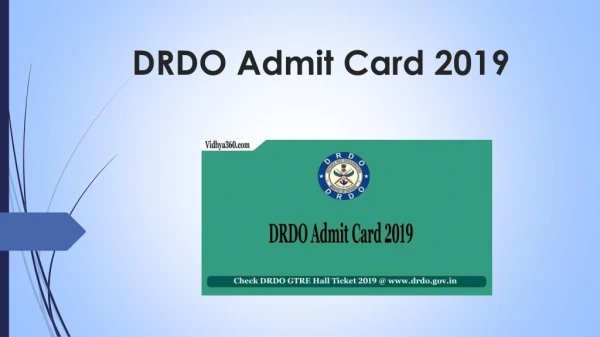 DRDO Admit Card 2019, Get GTRE Apprentice Trainee Exam Hall Ticket