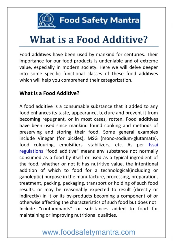What Is A Food Additive?