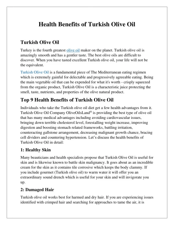 Turkish olive oils