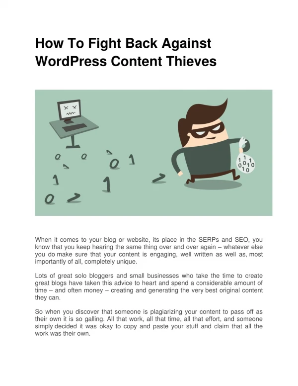 How To Fight Back Against WordPress Content Thieves