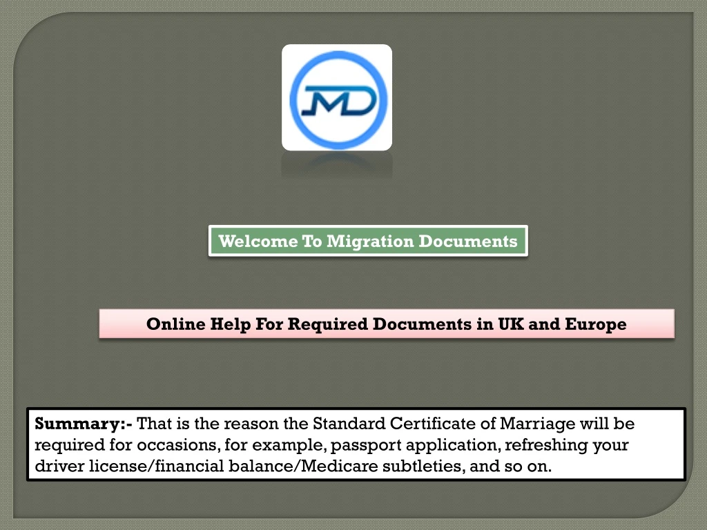 welcome to migration documents
