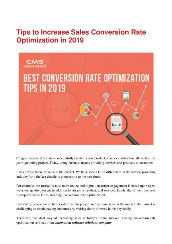 Tips to Increase Sales Conversion Rate Optimization in 2019