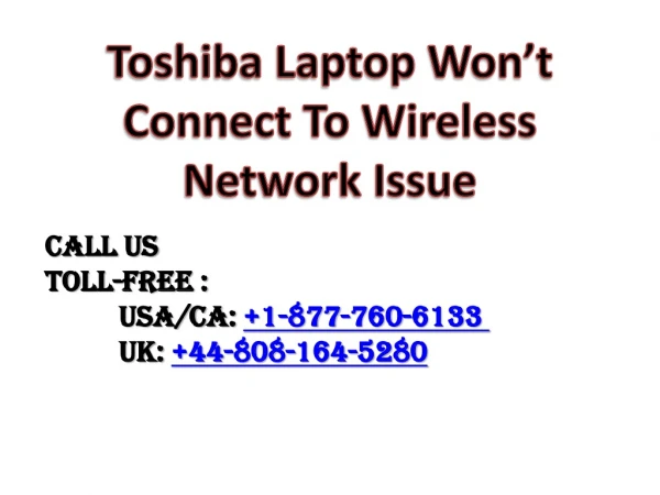 Toshiba Laptop Won’t Connect To Wireless Network Issue