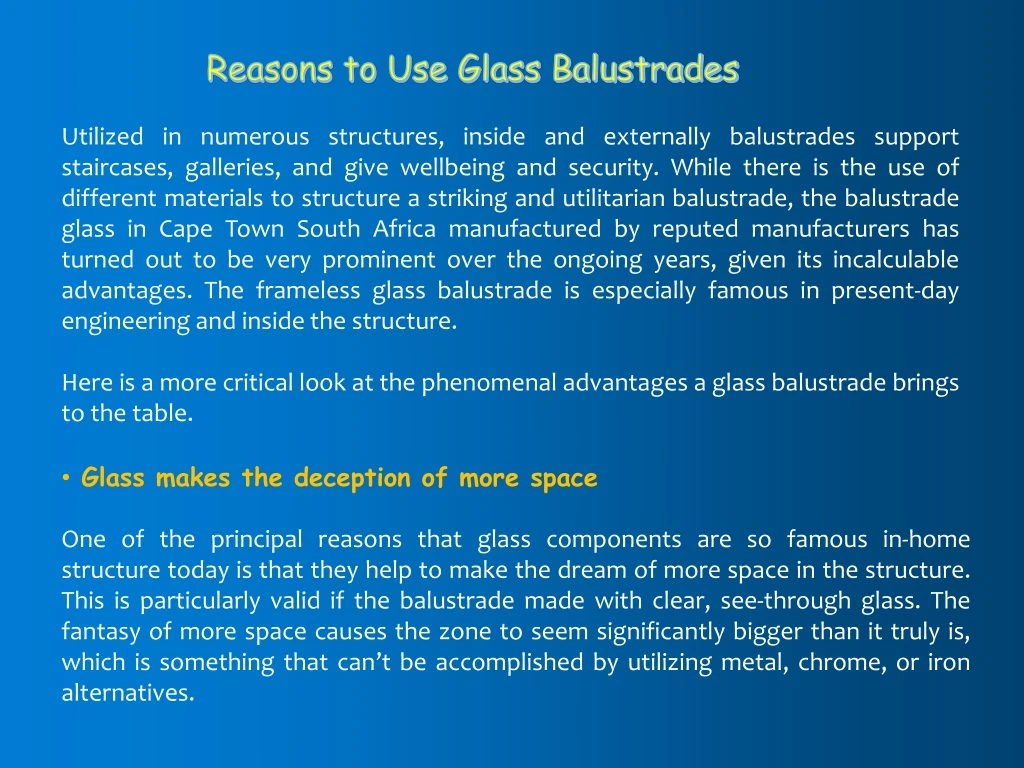 reasons to use glass balustrades