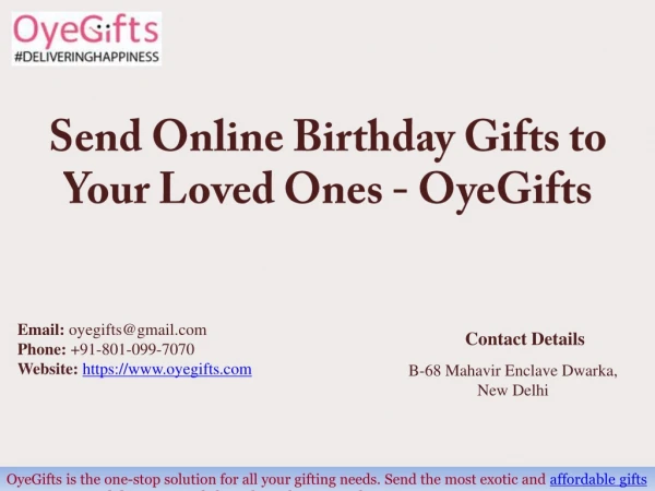Send Online Birthday Gifts to Your Loved Ones - OyeGifts