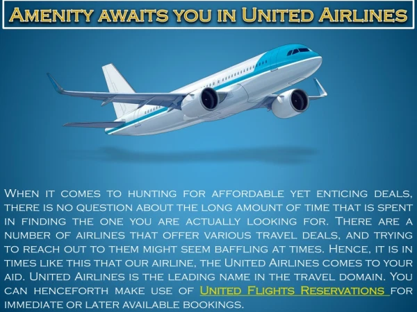 Amenity awaits you in United Airlines