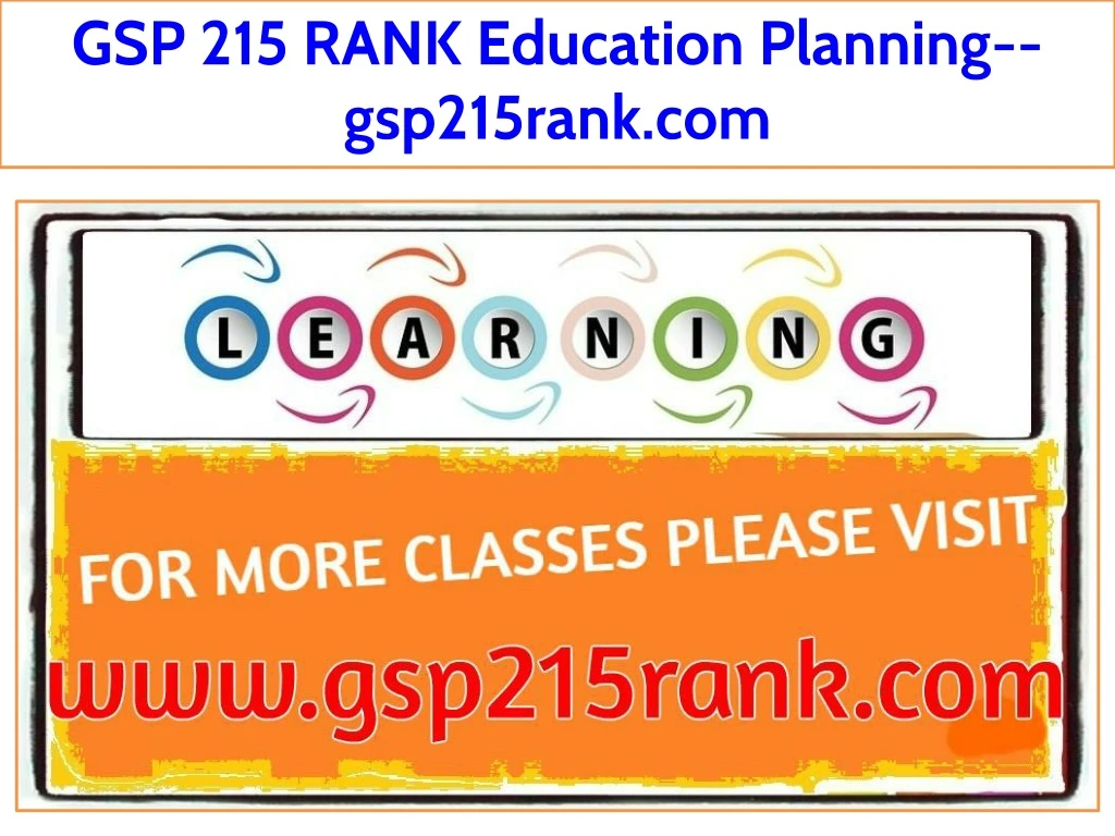gsp 215 rank education planning gsp215rank com
