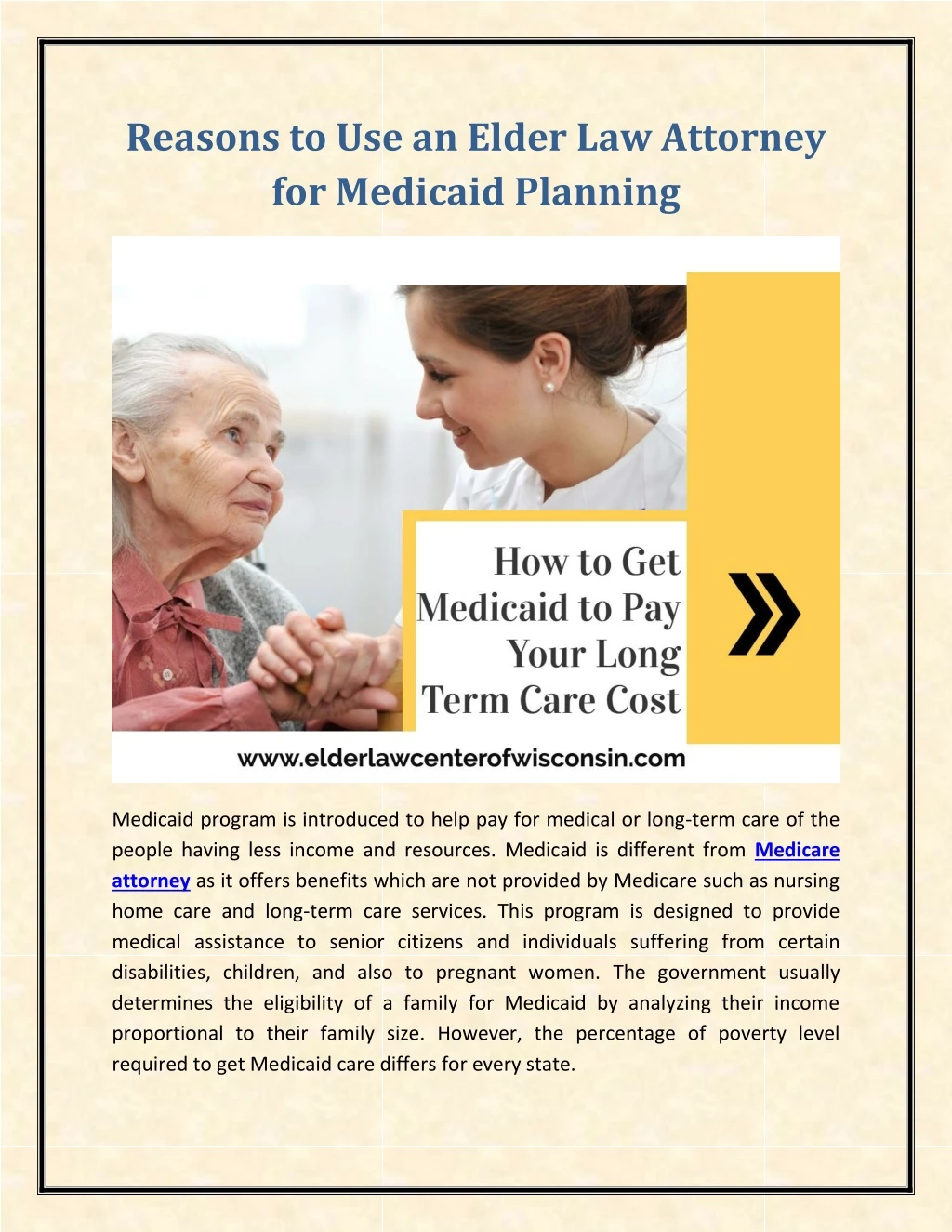 reasons to use an elder law attorney for medicaid