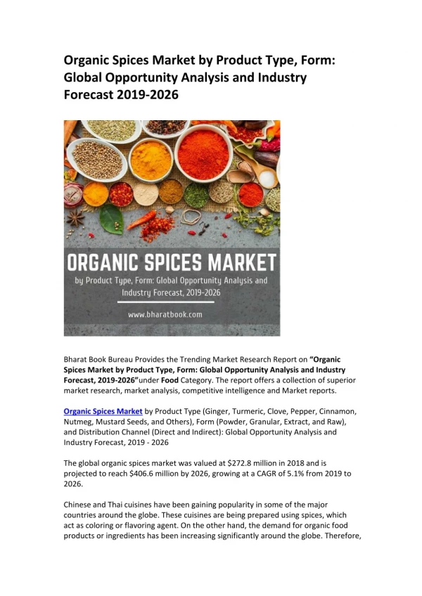 Global Organic Spices Market Report-2019-2026
