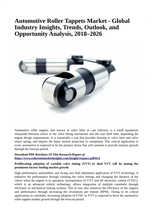 Automotive Roller Tappets Market