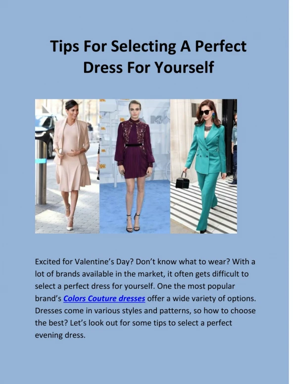 Tips for selecting a perfect dress for yourself