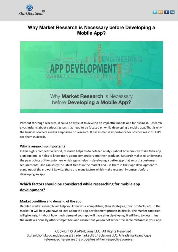 Why Market Research is Necessary before Developing a Mobile App