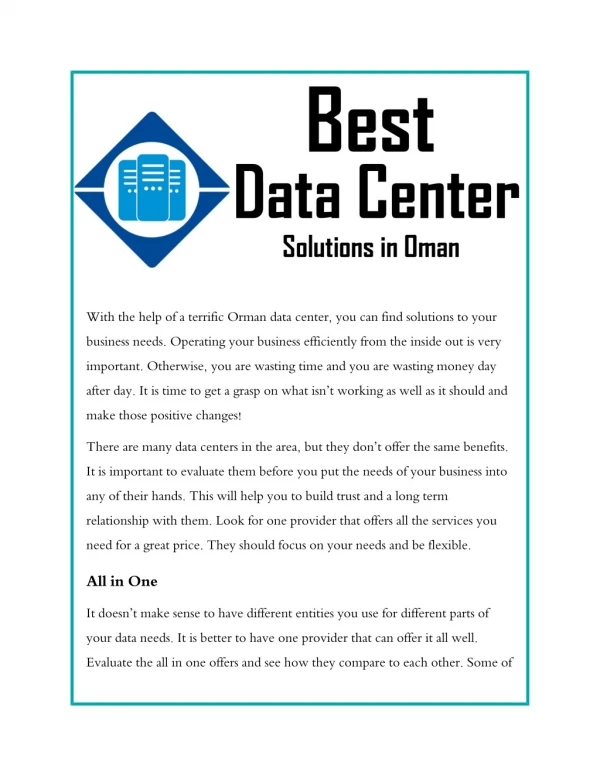 Best Data Center Solutions in Oman
