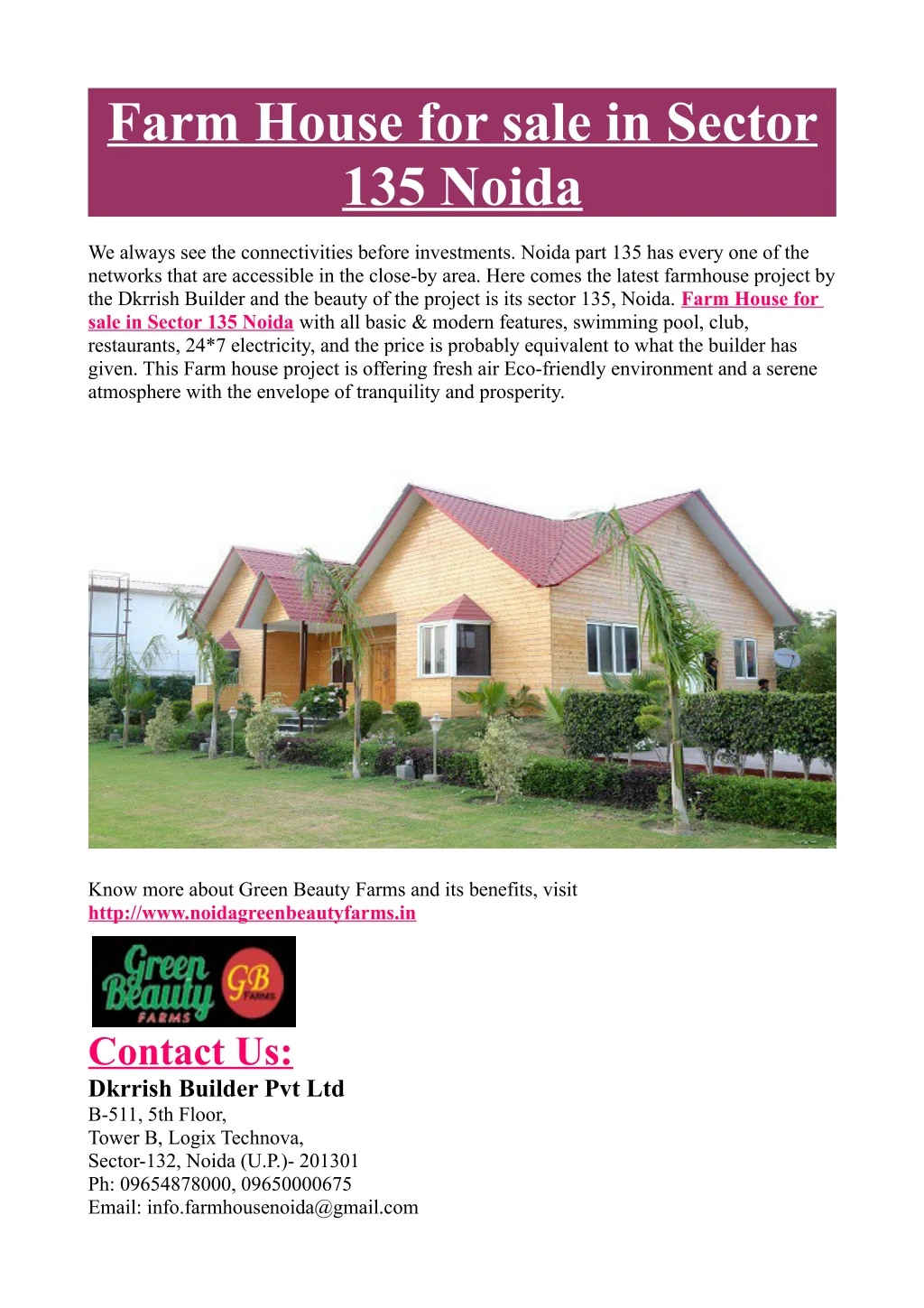 farm house for sale in sector 135 noida