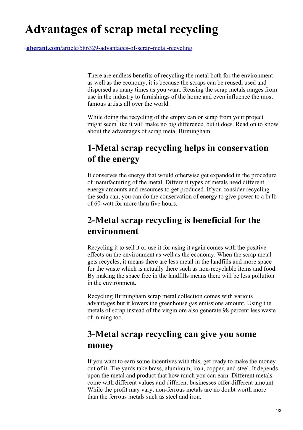 advantages of scrap metal recycling