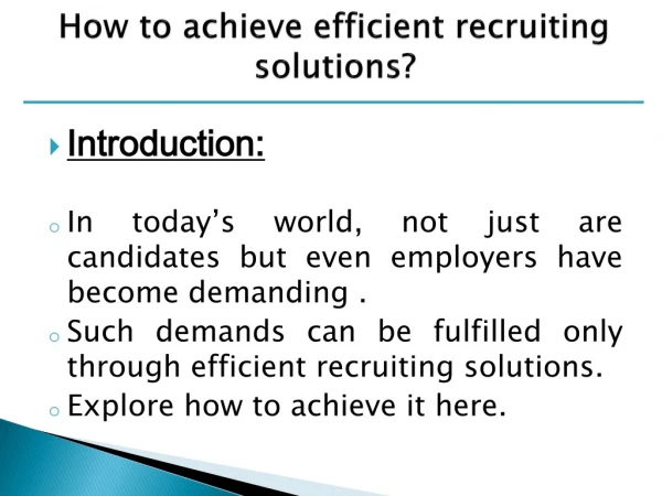 How to achieve efficient recruiting solutions? - IMSPeople