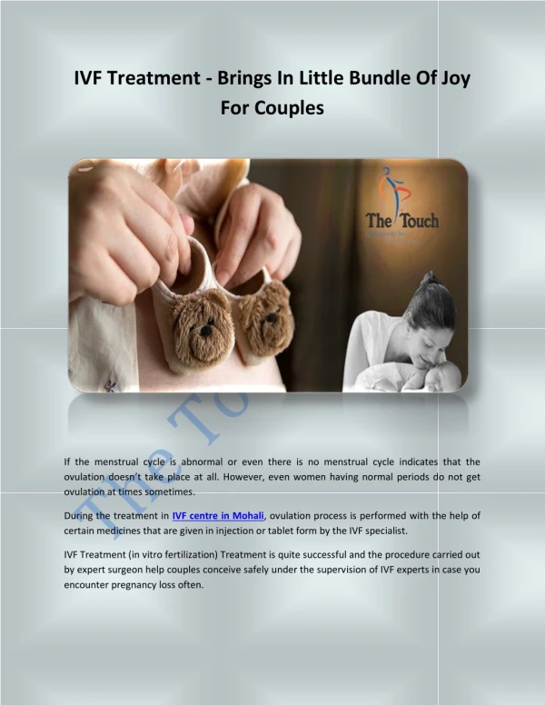 IVF Treatment - Brings In Little Bundle Of Joy For Couples