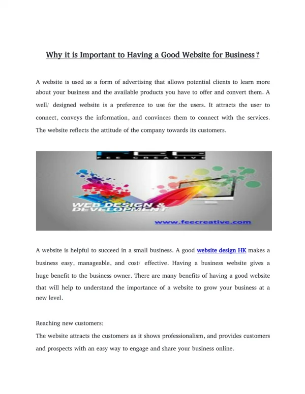 Why it is Important to Having a Good Website for Business?
