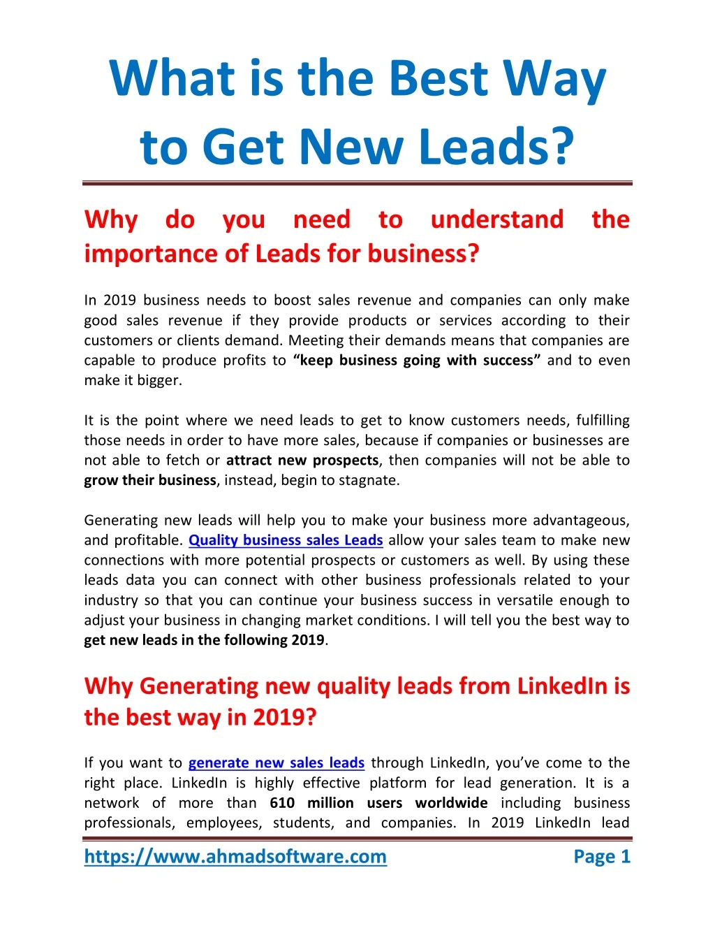 what is the best way to get new leads