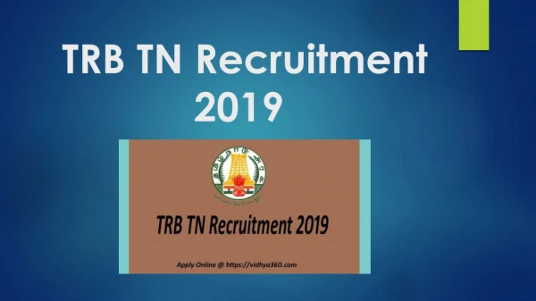 TRB TN Recruitment 2019 | TN TRB 2,340 Assistant Professor Jobs
