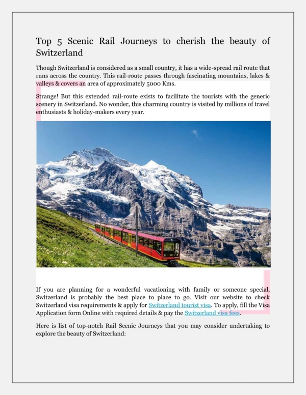 Top 5 Scenic Rail Journeys to cherish the beauty of Switzerland