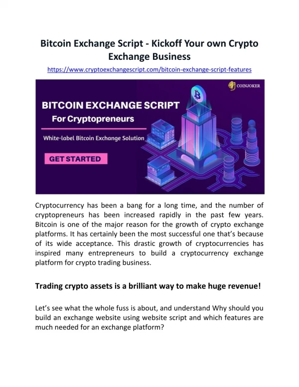 Bitcoin Exchange Script -To Kickstart Bitcoin Exchange