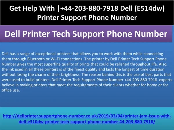 Call on 44-203-880-7918 for Dell Printer Technical support