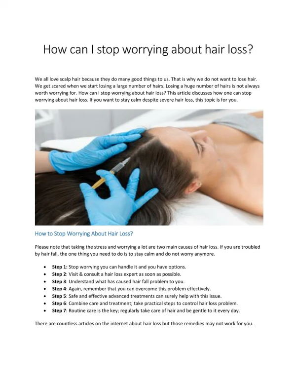 How can I stop worrying about hair loss?