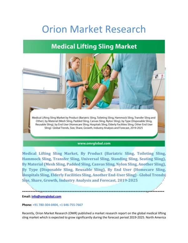 Medical Lifting Sling Market Segmentation, Forecast, Market Analysis, Global Industry Size and Share to 2025
