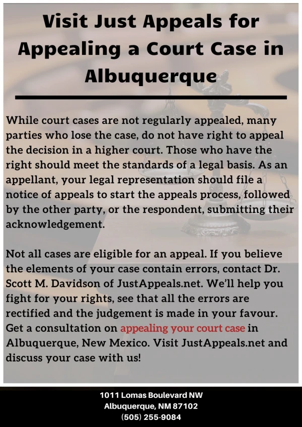 Visit Just Appeals for Appealing a Court Case in Albuquerque