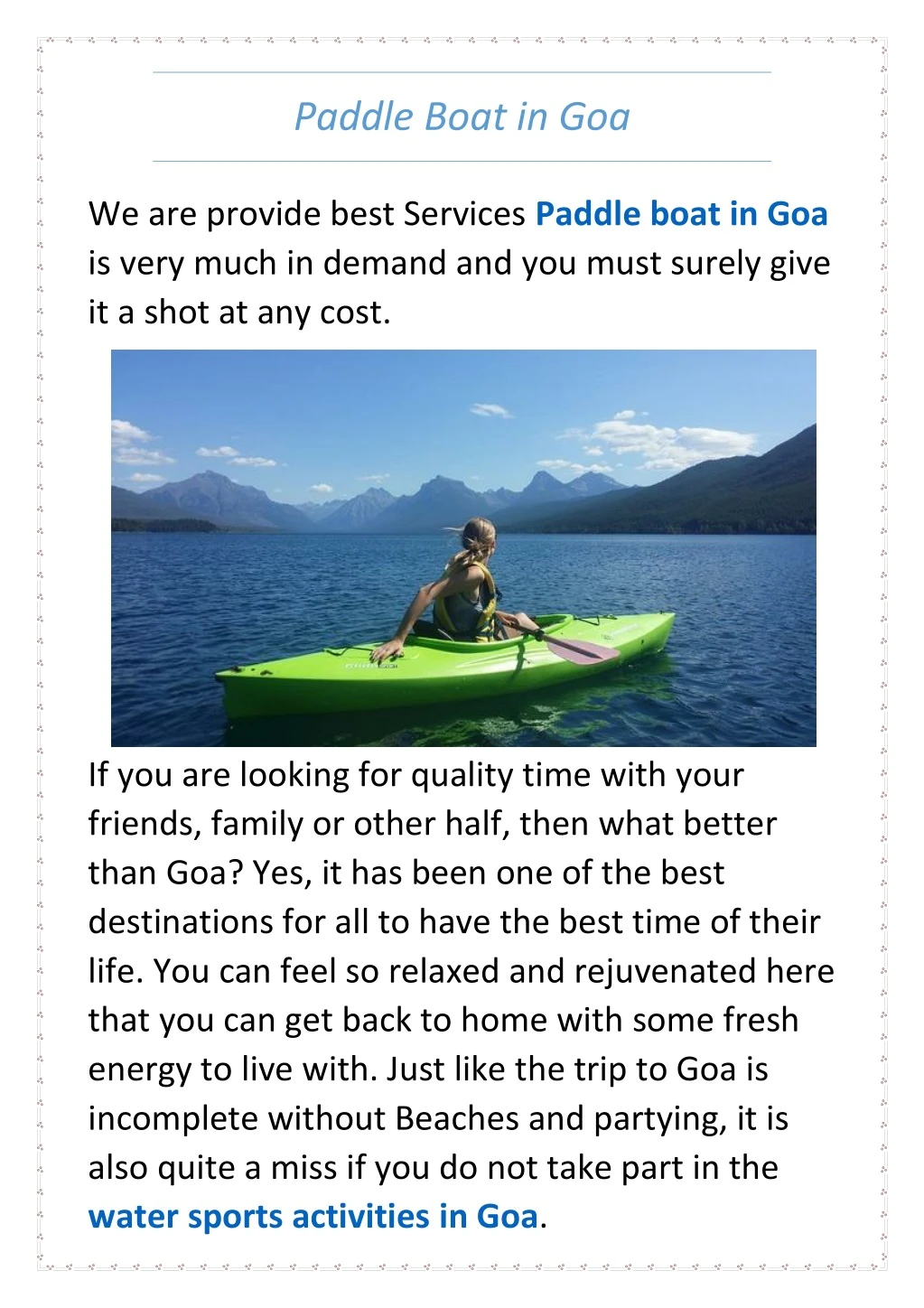 paddle boat in goa