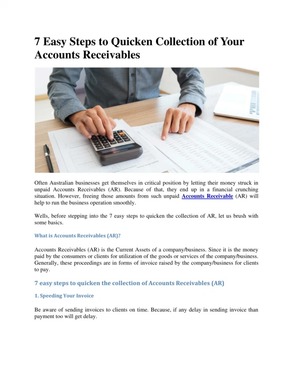 7 Easy Steps to Quicken Collection of Your Accounts Receivables