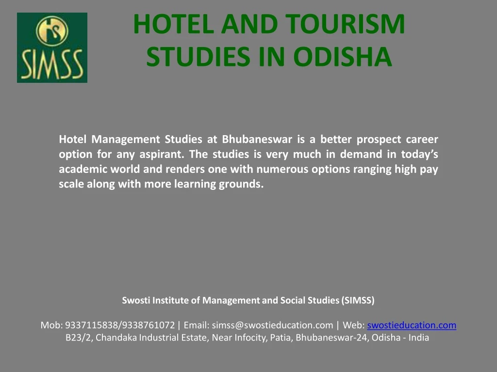 hotel and tourism studies in odisha
