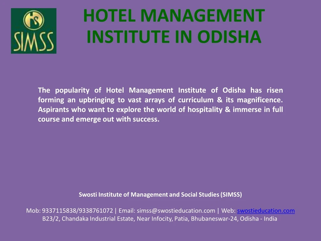 hotel management institute in odisha