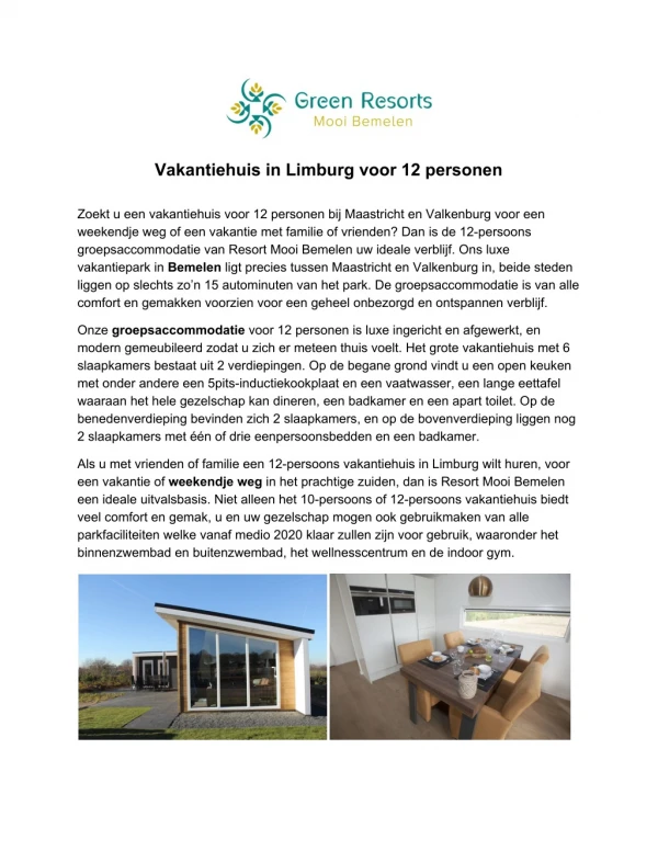vakantiehuis in limburg voor 12 personen zoekt