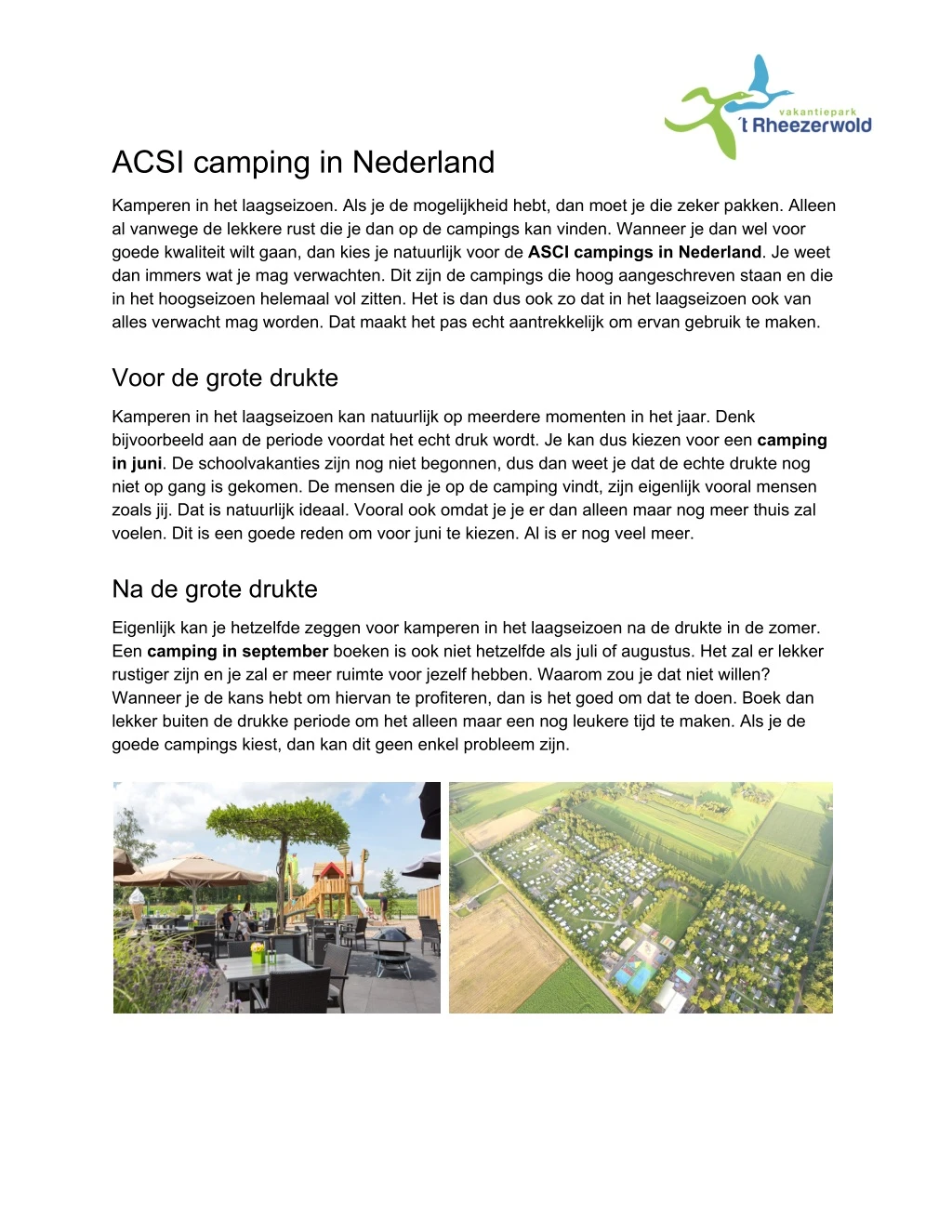 acsi camping in nederland
