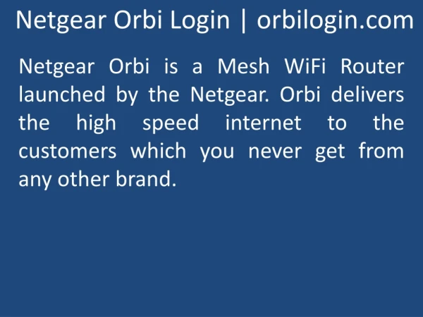 Netgear Orbi Login | orbiloginn.net