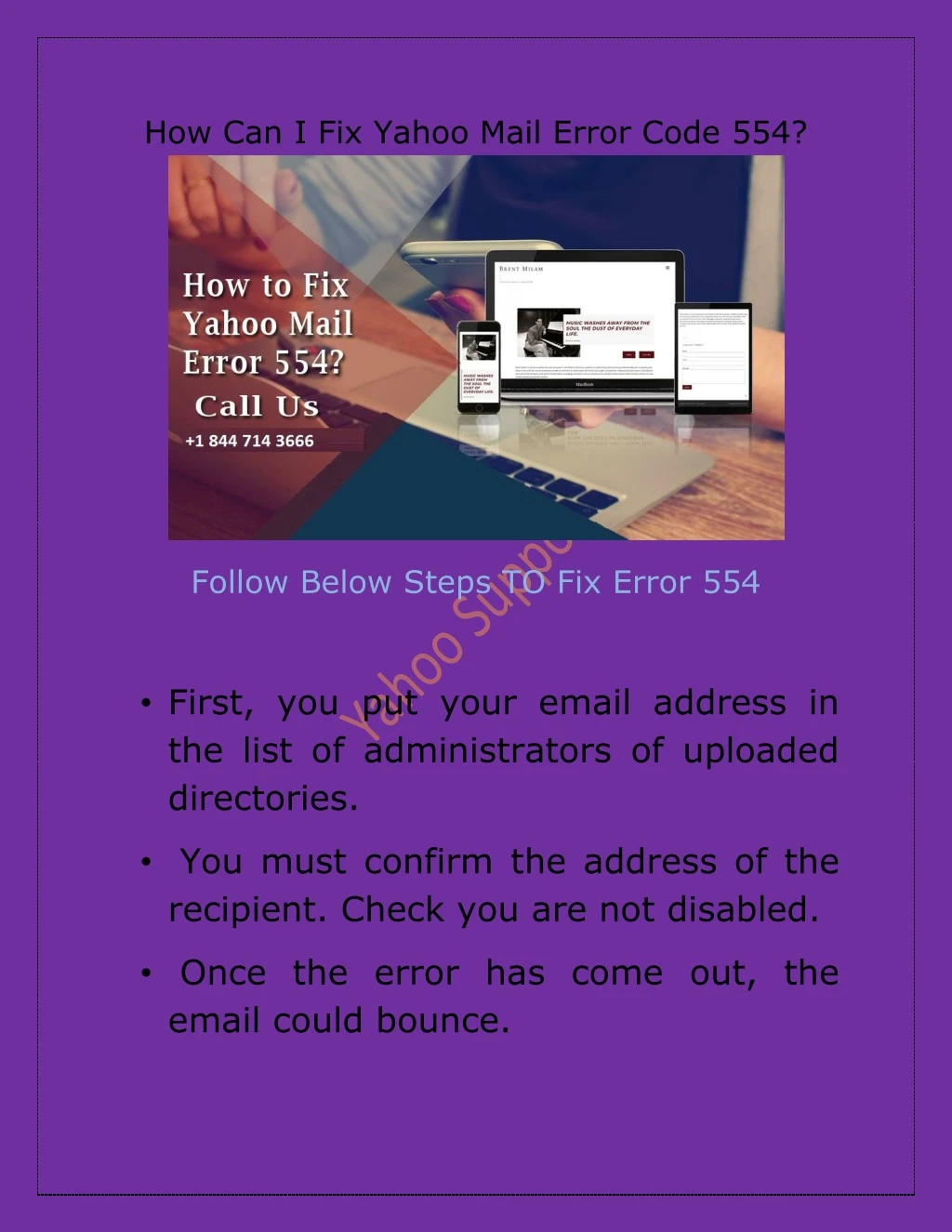 how can i fix yahoo mail error code 554