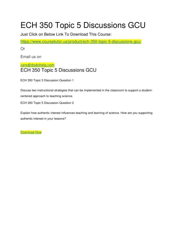 ECH 350 Topic 5 Assignment GCU