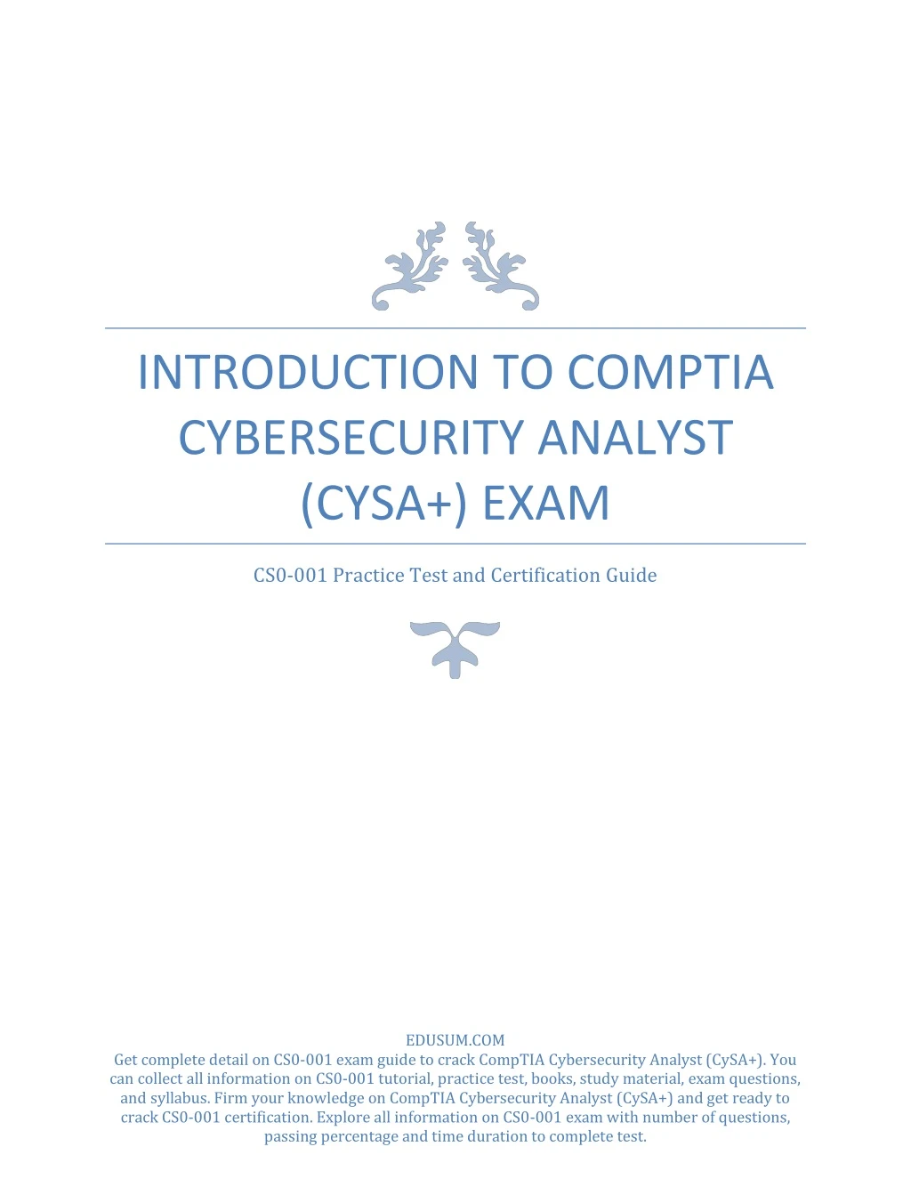 introduction to comptia cybersecurity analyst