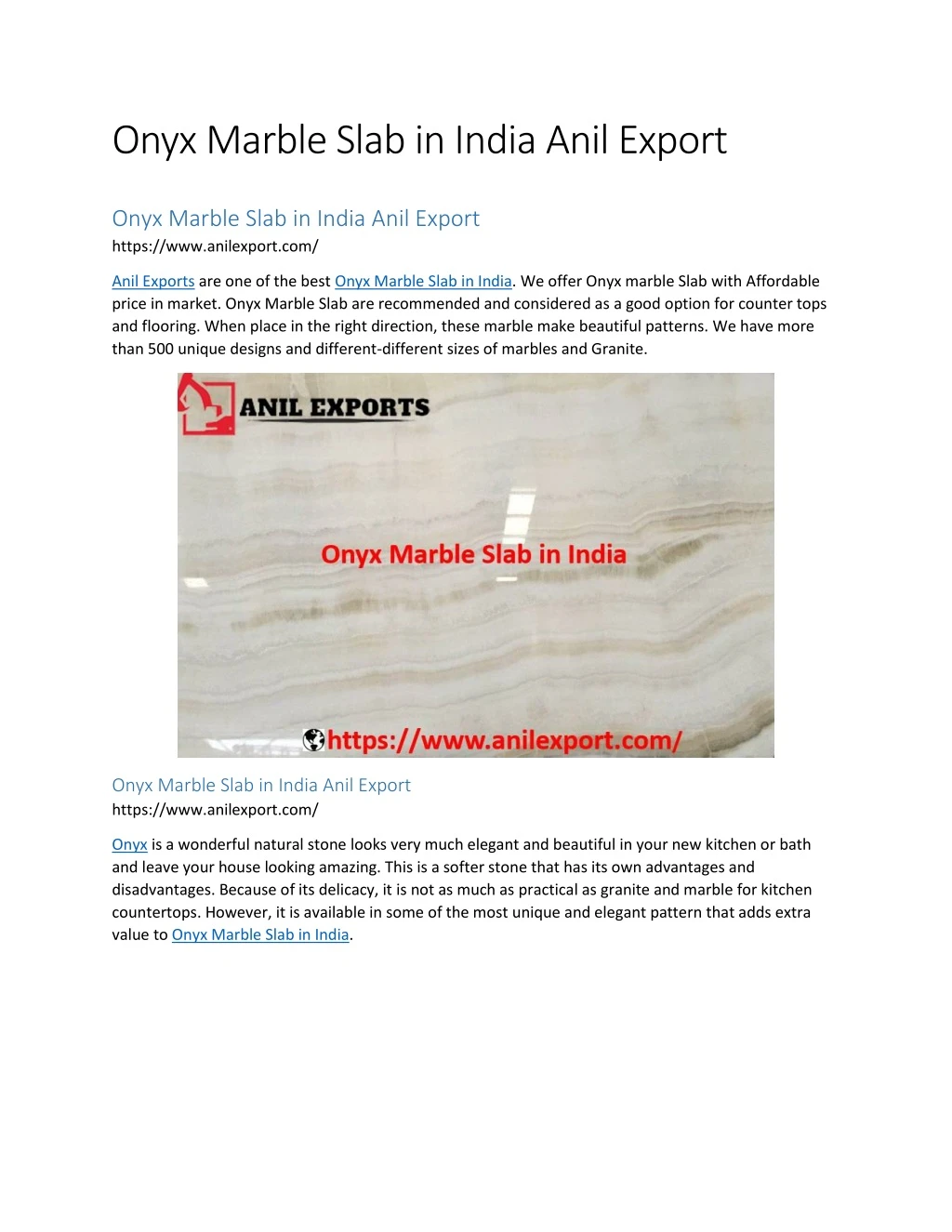 onyx marble slab in india anil export