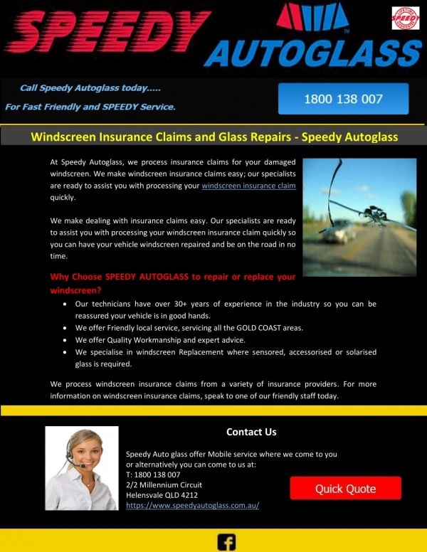 Windscreen Insurance Claims and Glass Repairs - Speedy Autoglass