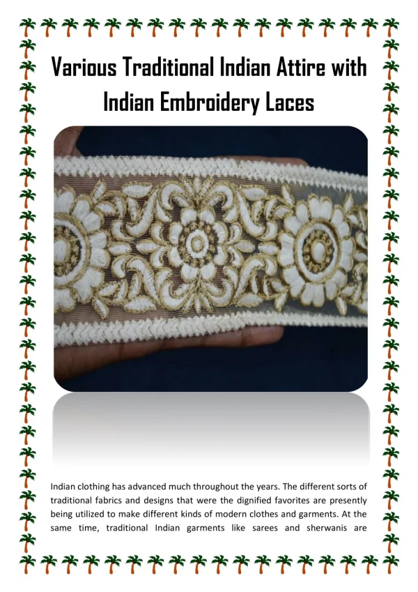 Various Traditional Indian Attire with Indian Embroidery Laces