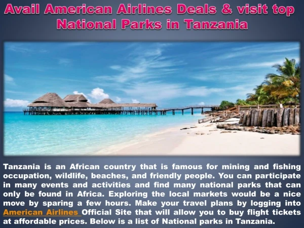 Avail American Airlines Deals & visit top National Parks in Tanzania