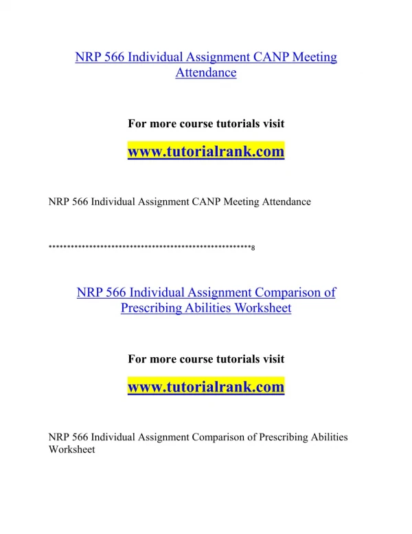 NRP 566 Effective Communication - tutorialrank.com