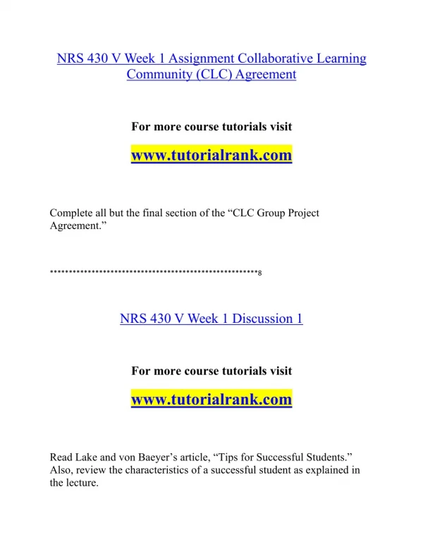 nrs 430 v week 1assignment collaborative learning