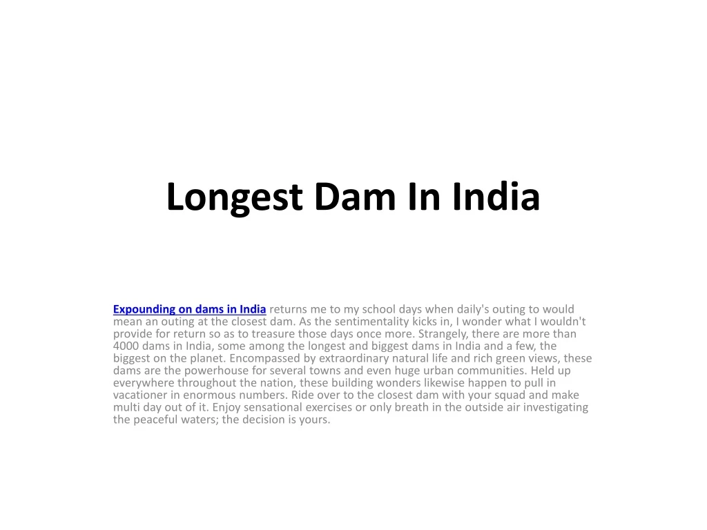 longest dam in india