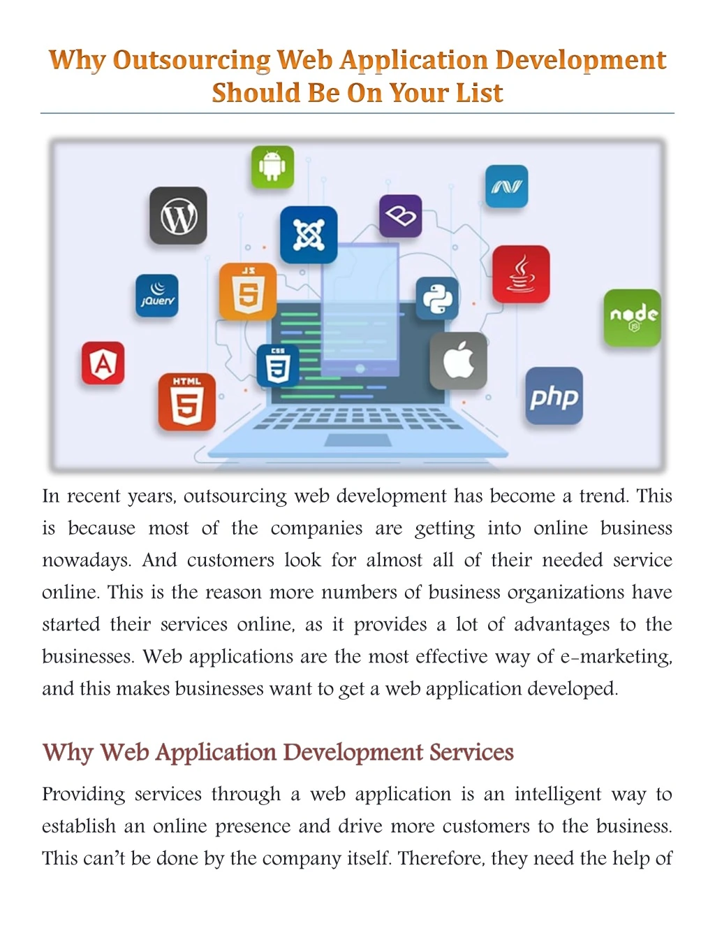 in recent years outsourcing web development
