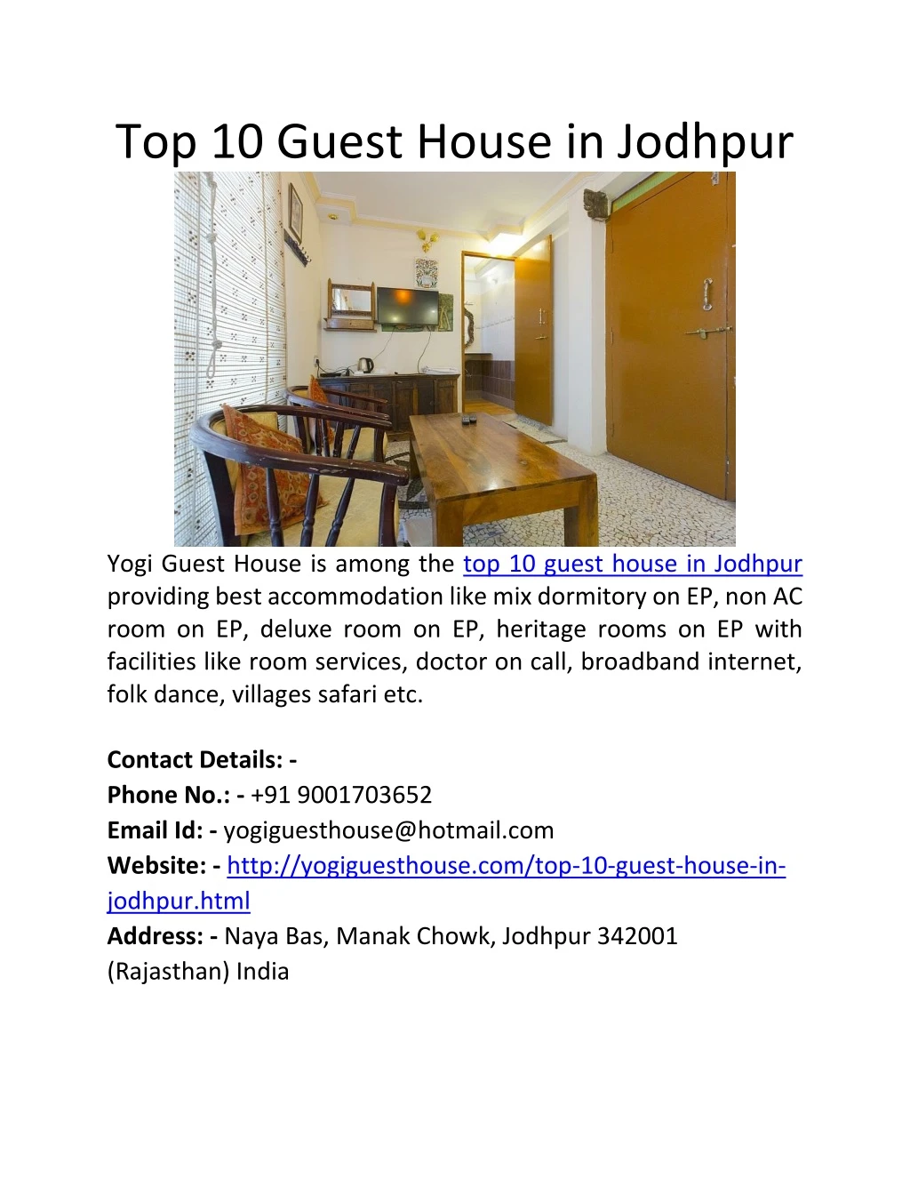 top 10 guest house in jodhpur